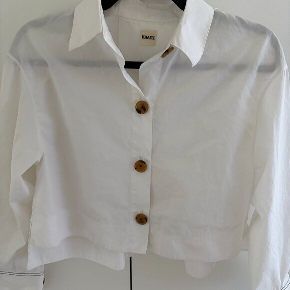 Khaite Cotton Crop Blouse White XS S - Picture 2 of 12